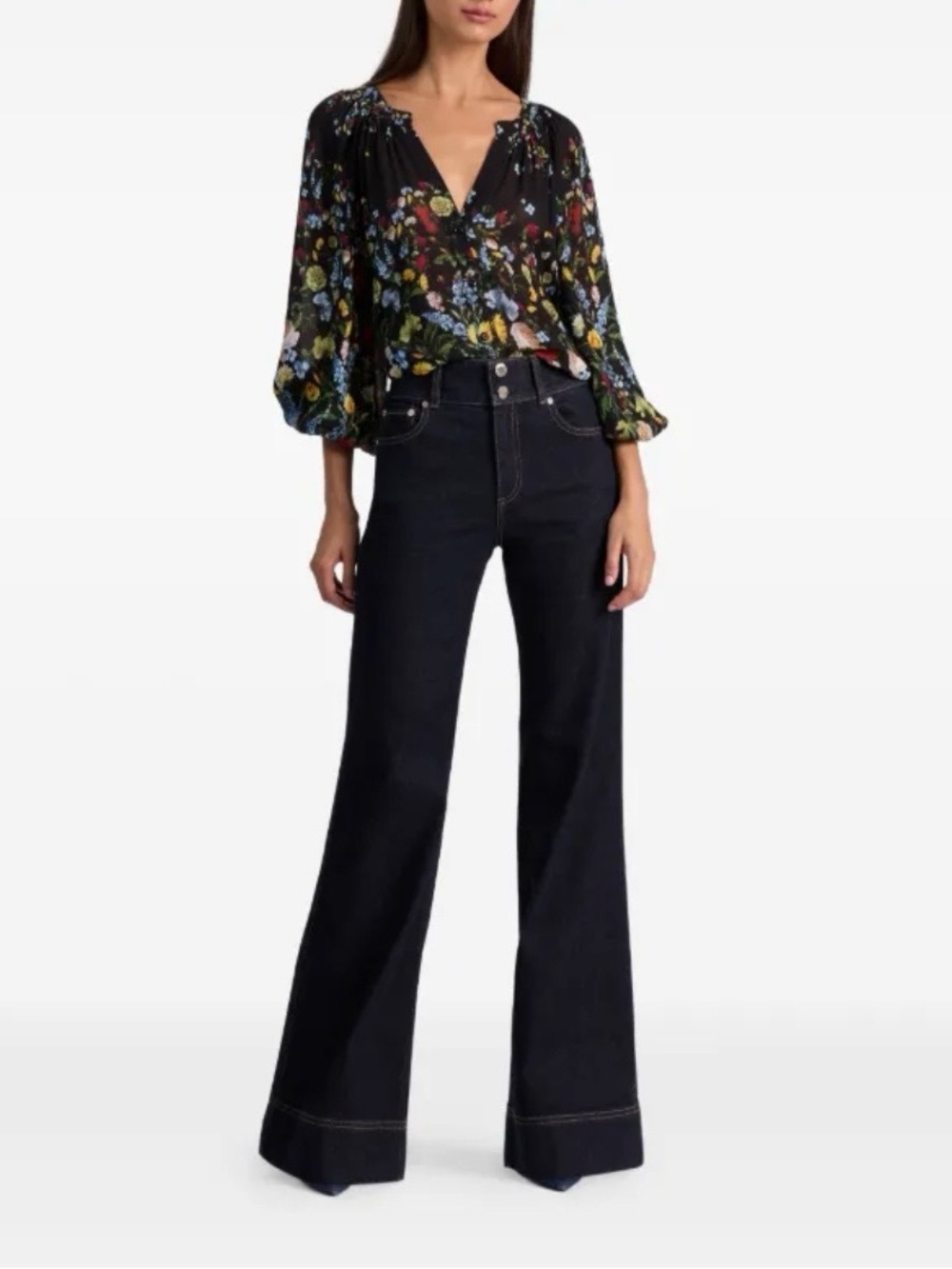 Alice + Olivia Black Wide-Leg Jeans